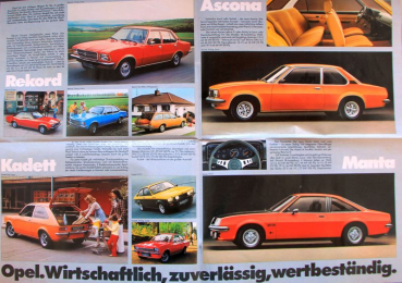 Opel Modellprogramm 1976 drei Automobilprospekte (10368)